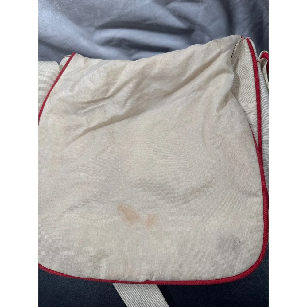 The North Face Messenger Bag Cream Red Ballistic Nylon Crossbody Flap Small